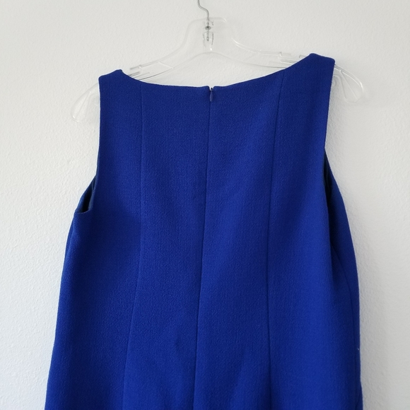 🌸 Akris Wool Crepe Double-Face Sleeveless Sheath Dress in Royal Blue Size 8 - Picture 9 of 10